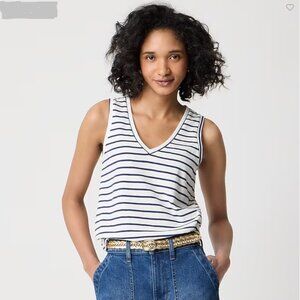 J. Crew Factory striped vintage slub cotton V-neck tank top NWT size S